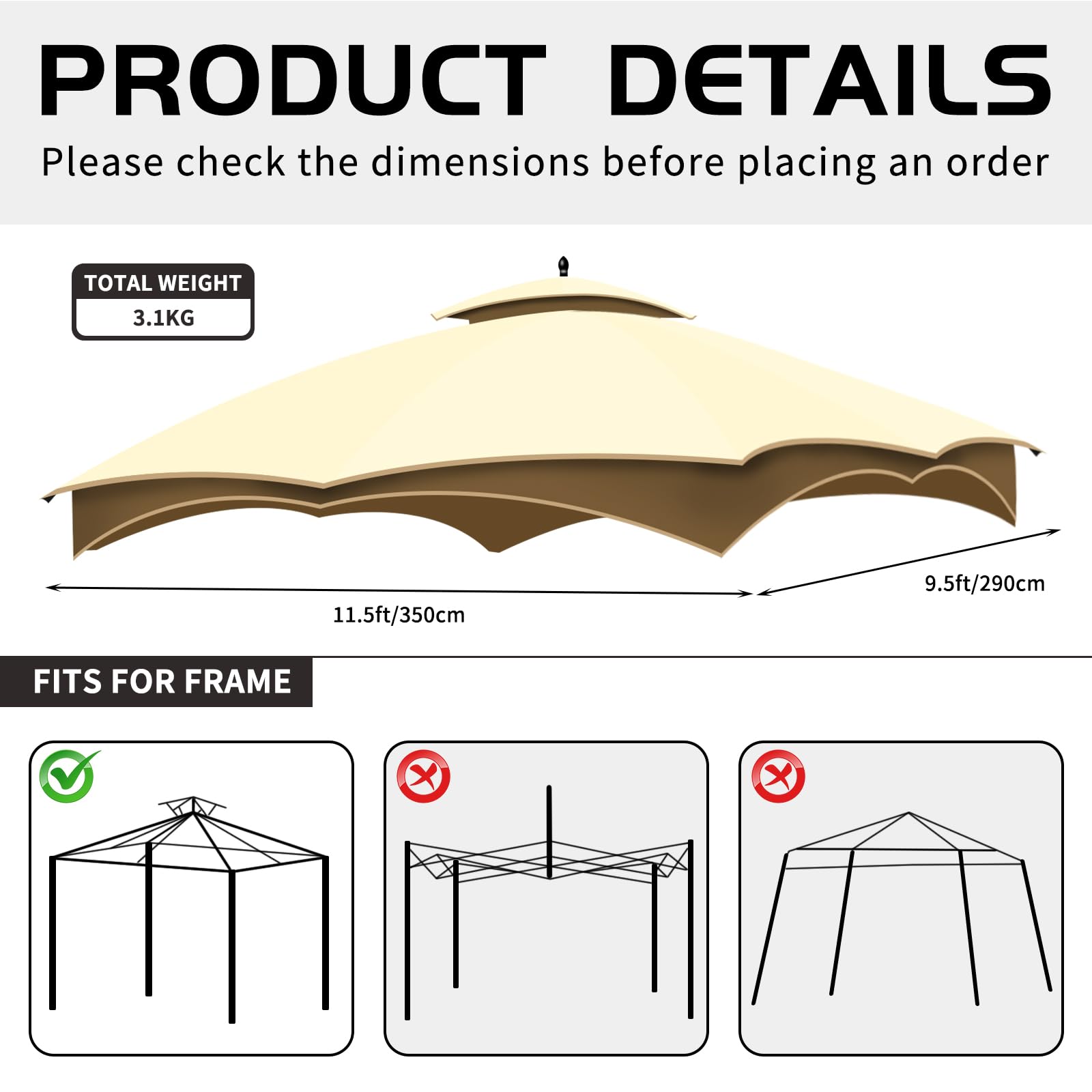 Kilakila waterproof canopy top protects furniture and cushions from rain.