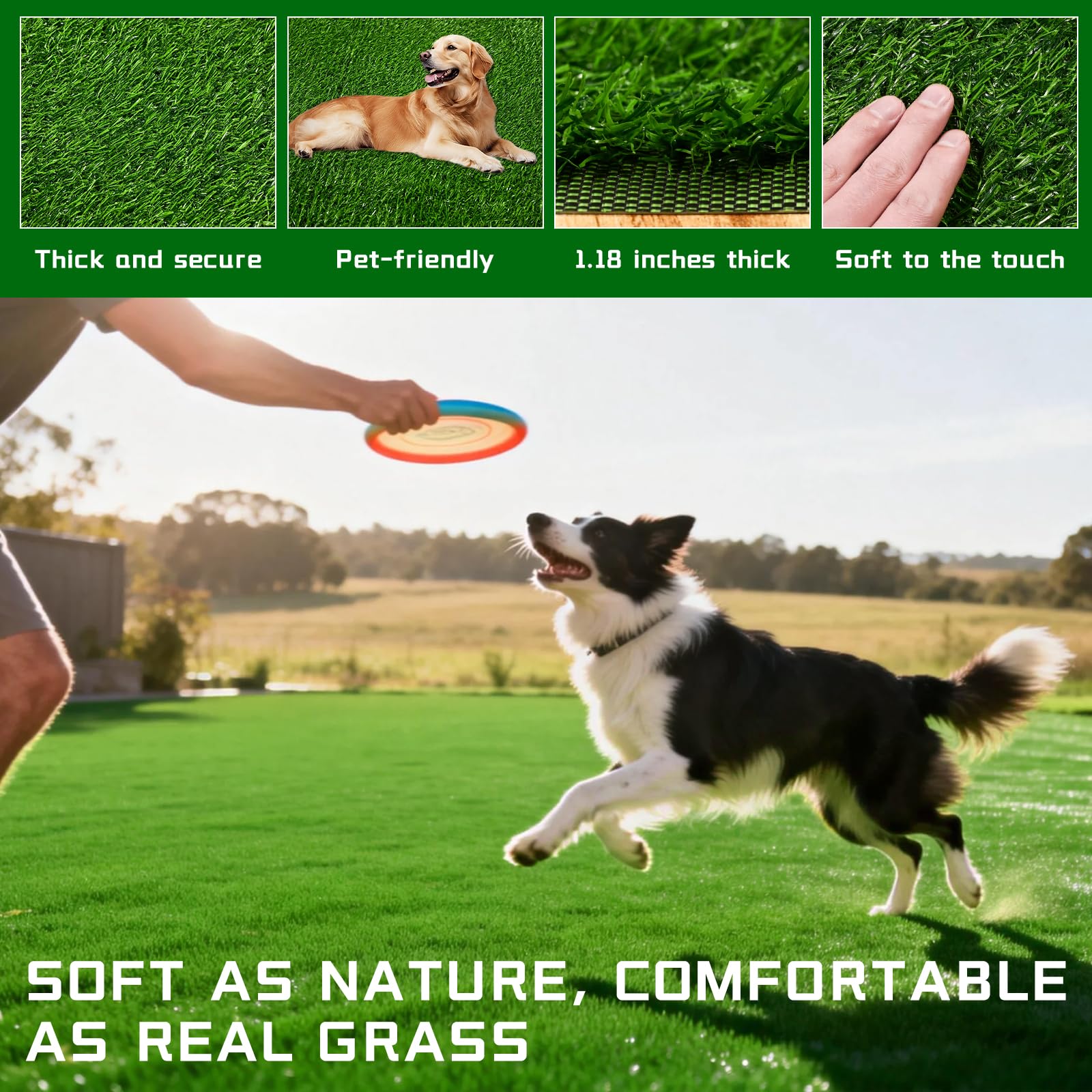 KILCLER artificial grass rug soft-touch texture for comfortable indoor spaces