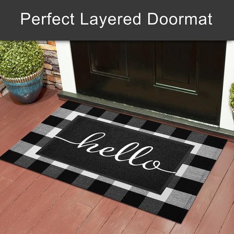 KILOCOCO welcome mat embossed hello design adds a friendly touch to entryways.