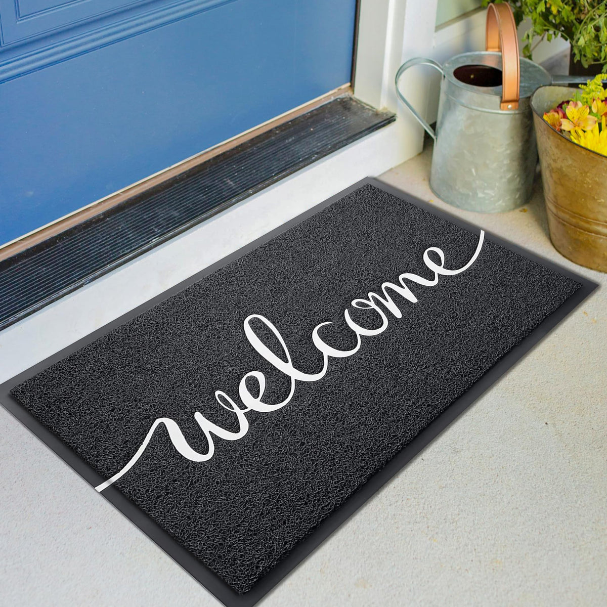 KILOCOCO Welcome Mat at the front door traps dirt and keeps floors clean.
