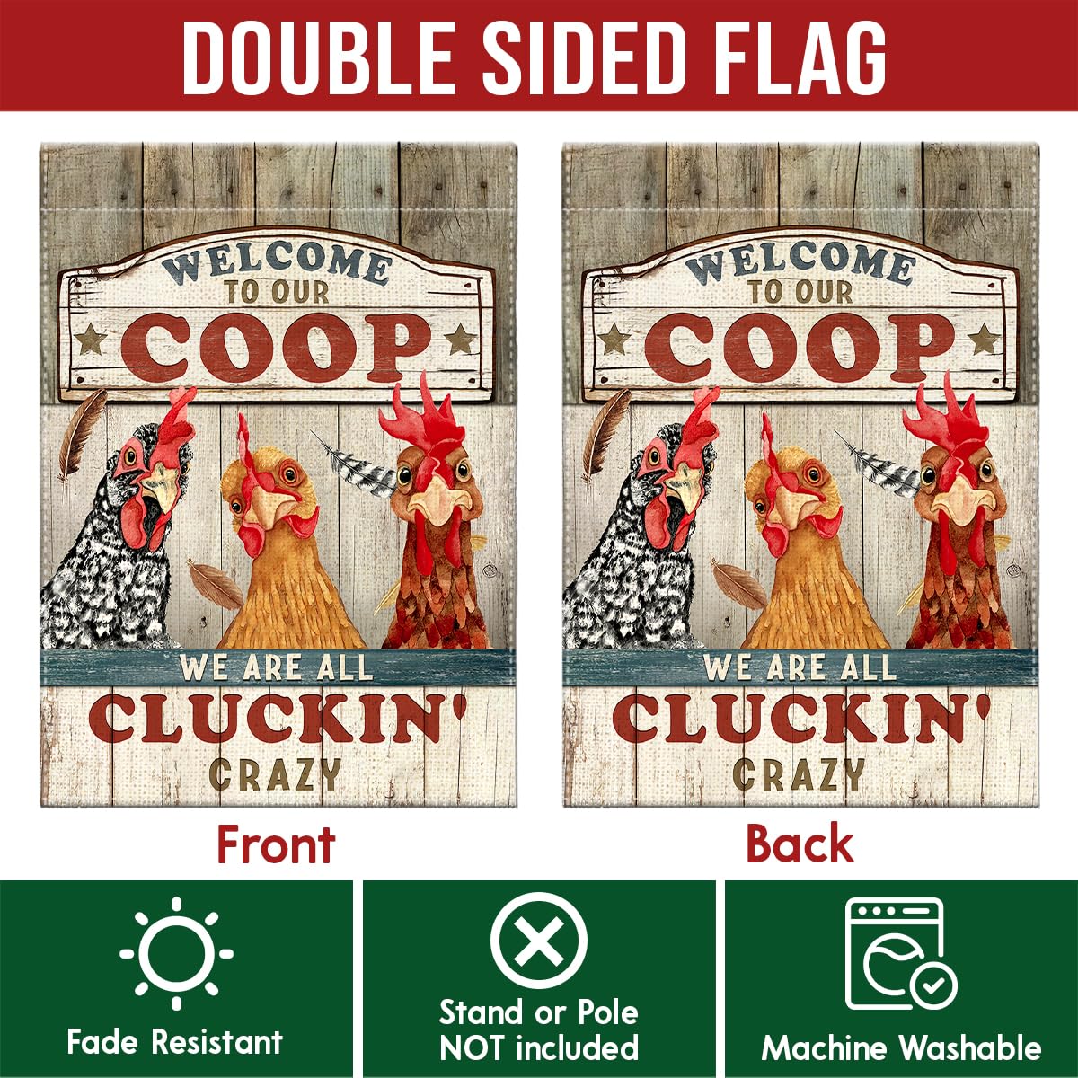Kilyhome outdoor yard decor chicken flag suitable for weather exposure