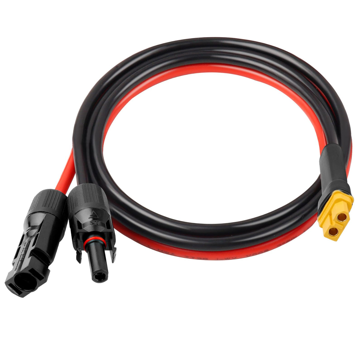 Kimbluth 10AWG XT60 extension cable close-up shows high-current copper for stable power.