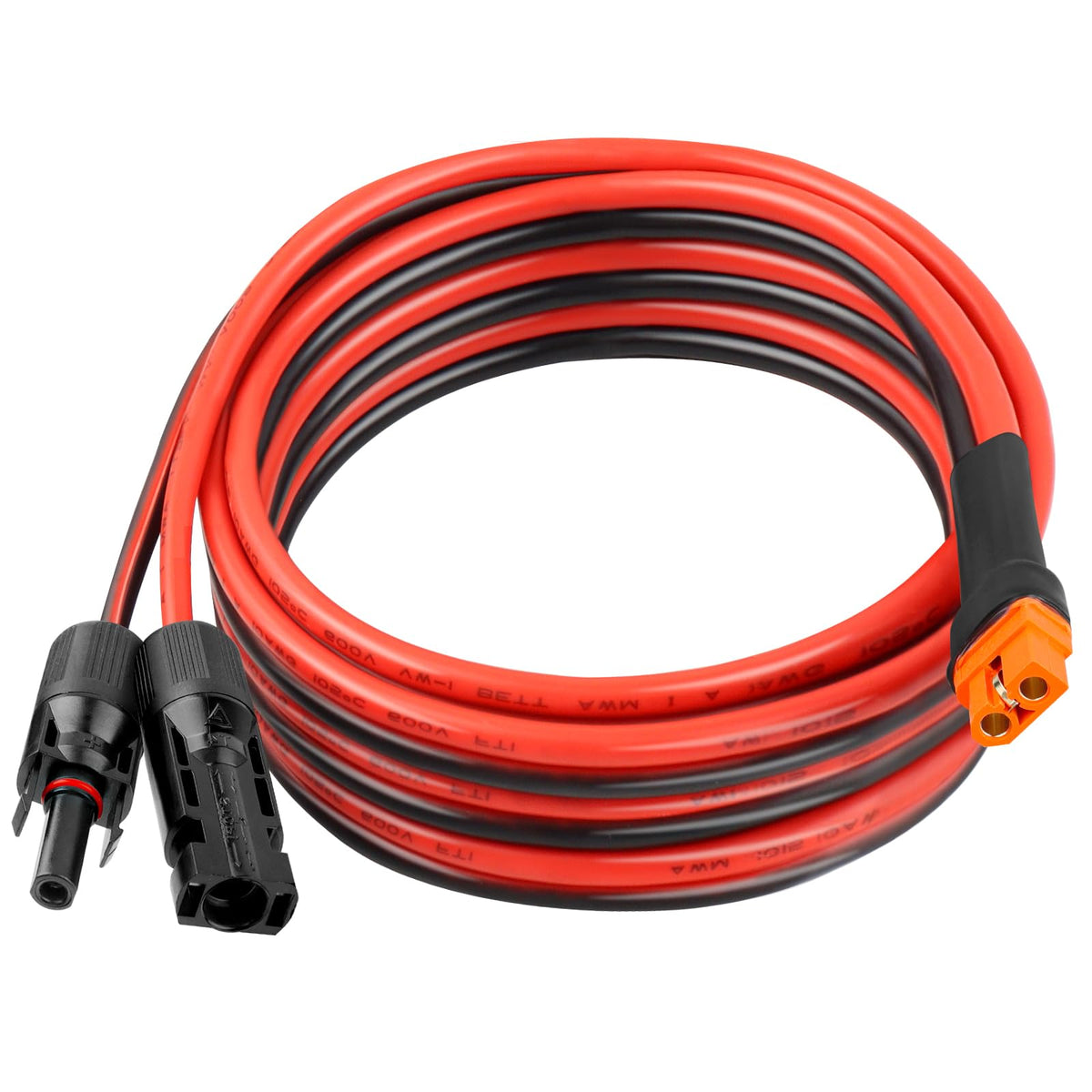 Kimbluth XT60i extension cable 15ft showing robust 10AWG core for solar power