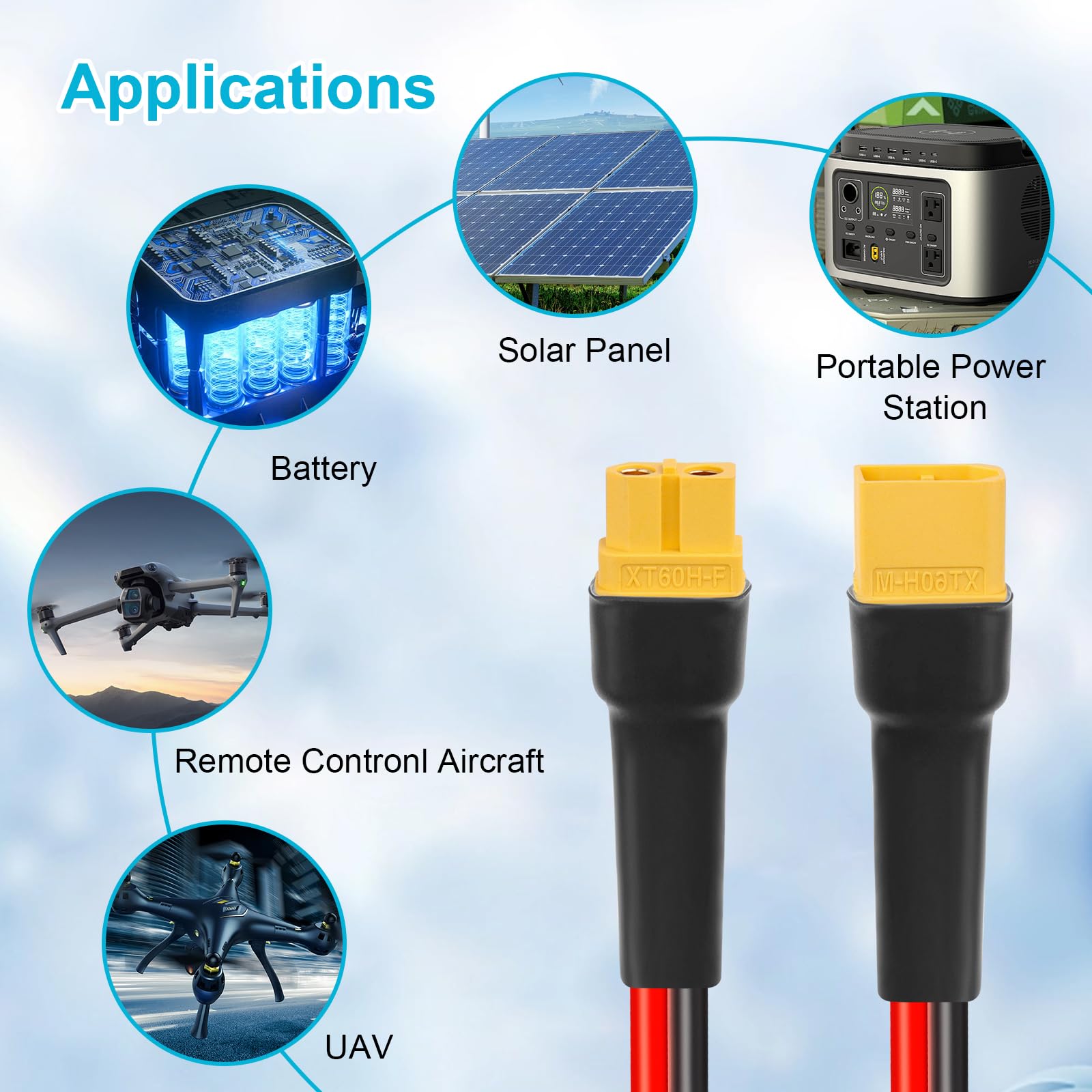 Kimbluth XT60 extension compatible with multiple systems and configurations.