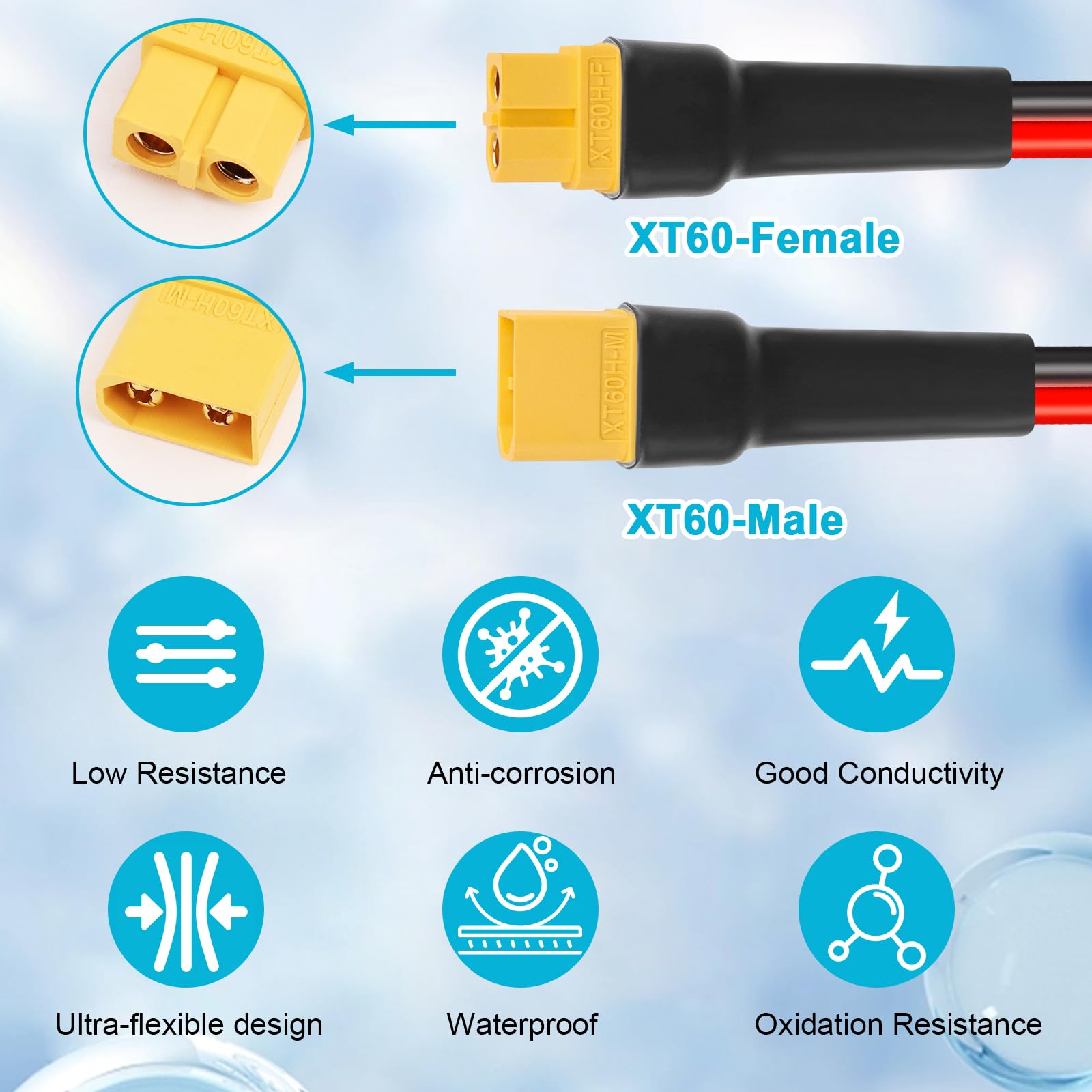 Kimbluth XT60 male-female connector showing robust linkage for reliable power transfer in RC setups.