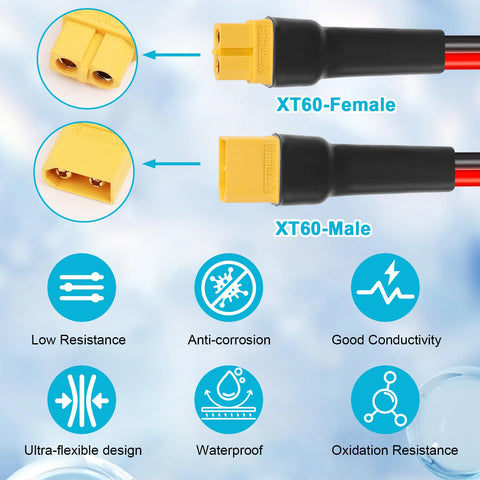 Kimbluth XT60 male-female connector showing robust linkage for reliable power transfer in RC setups.