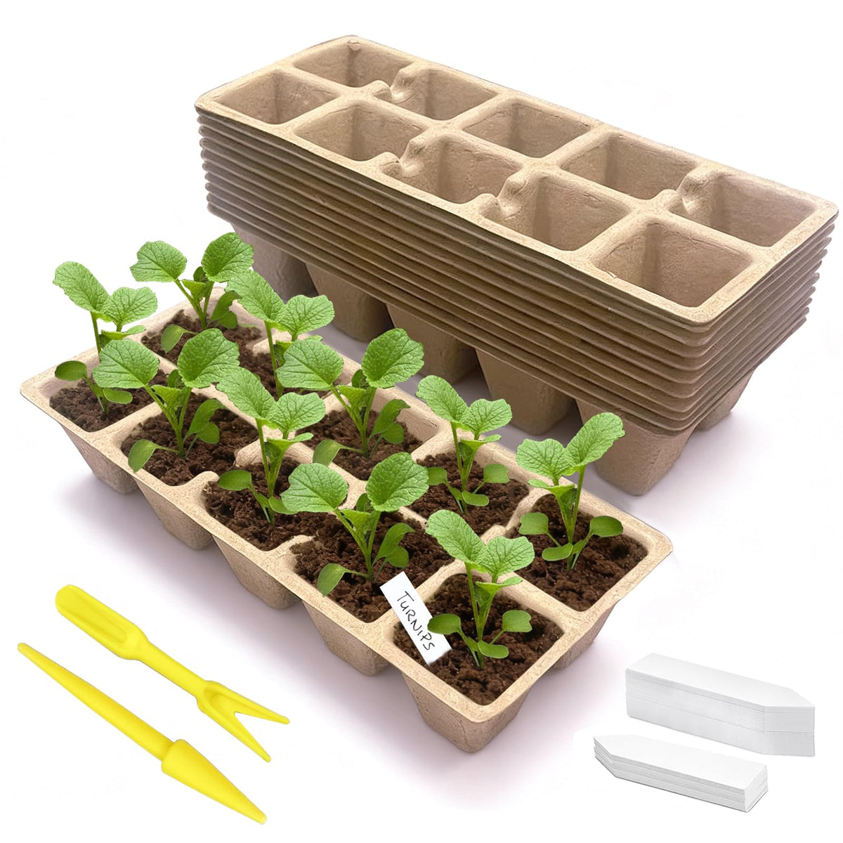 Kimdooze 120-cell seed starter tray ready for seeds, showcasing dense layout for efficient germination.