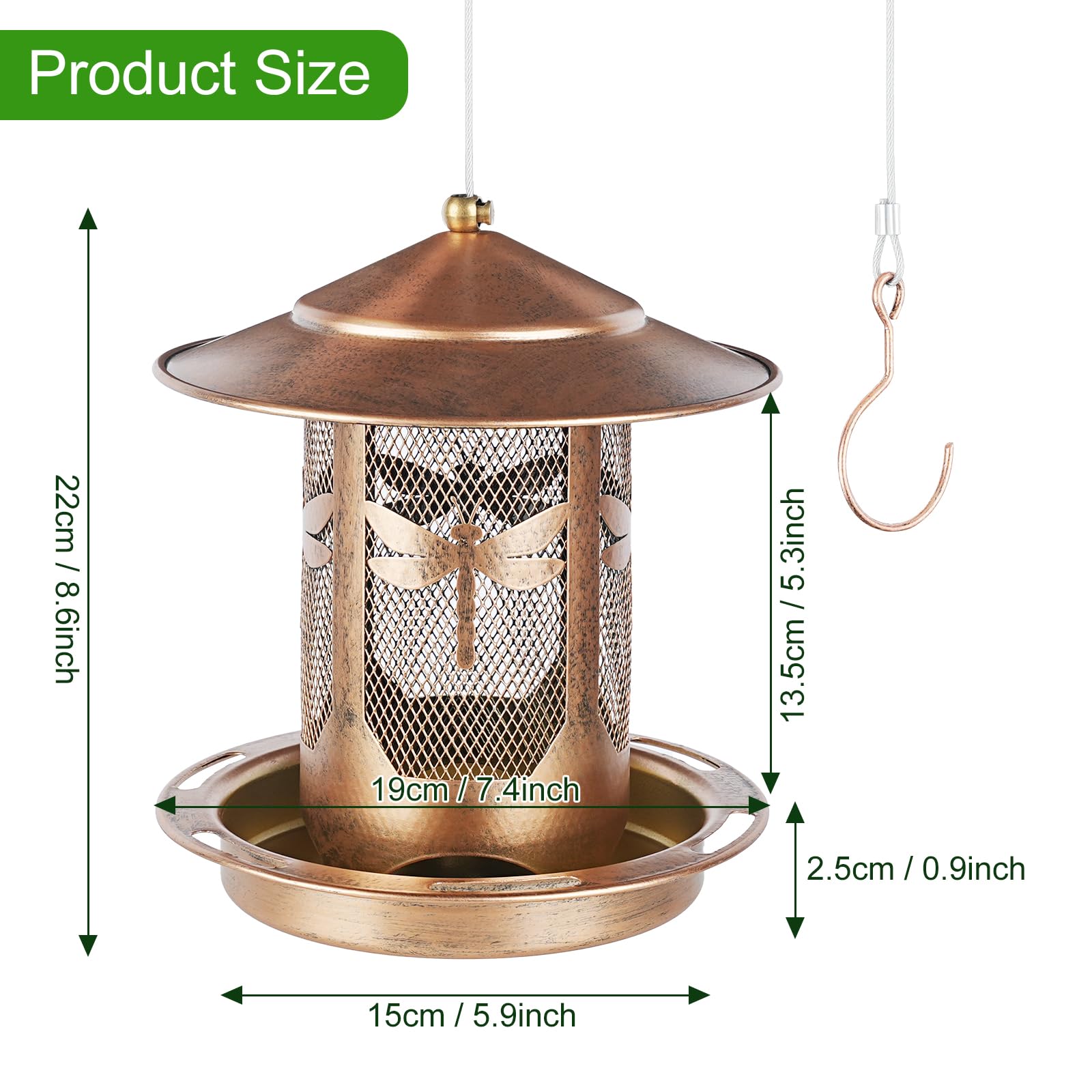 KIMERSE dragonfly engraving feeder, weather-ready and decorative.
