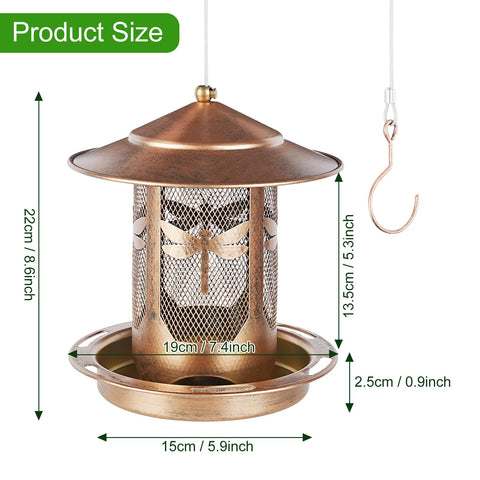KIMERSE dragonfly engraving feeder, weather-ready and decorative.