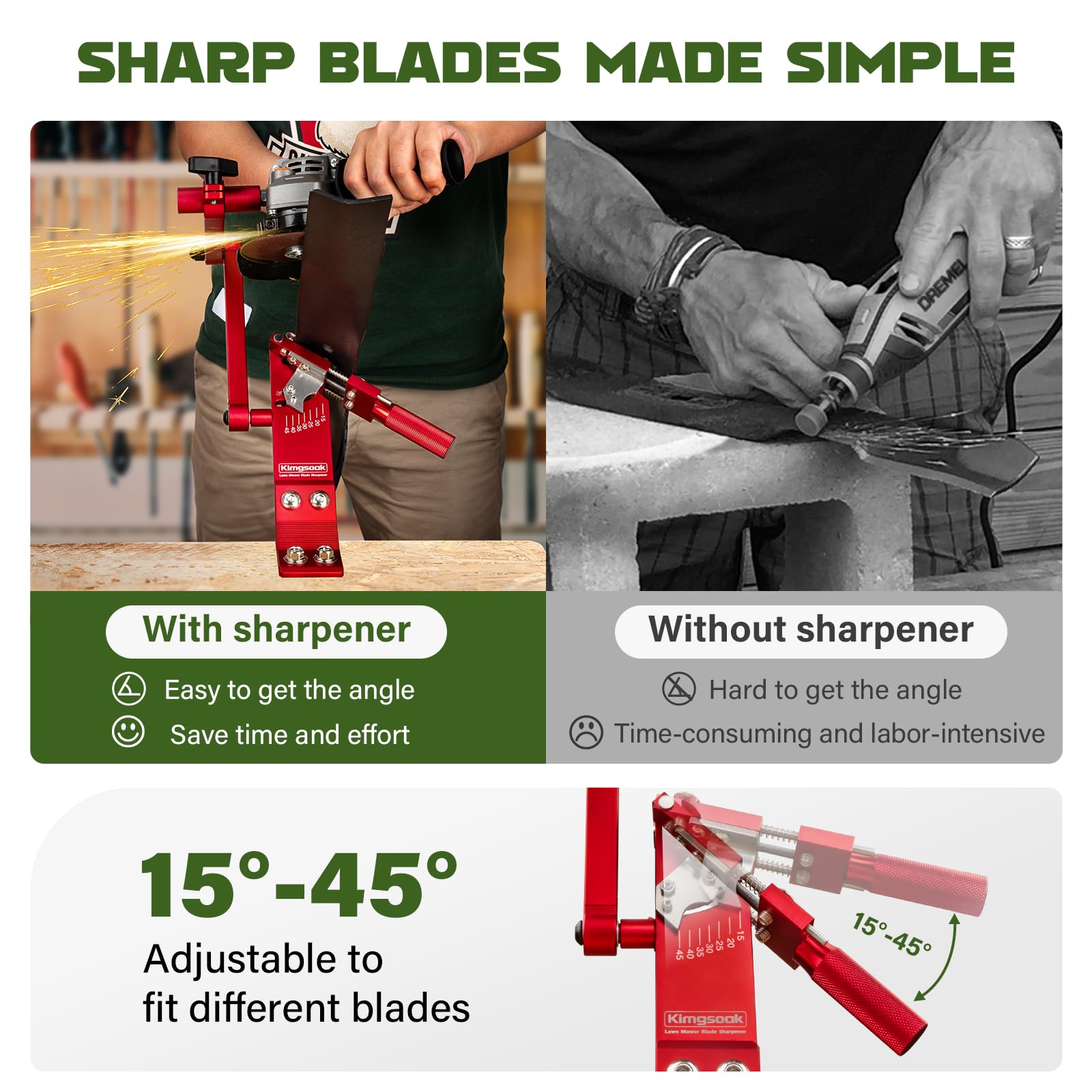 Kimgsoak sharpener setup highlighting guide pins for grinders