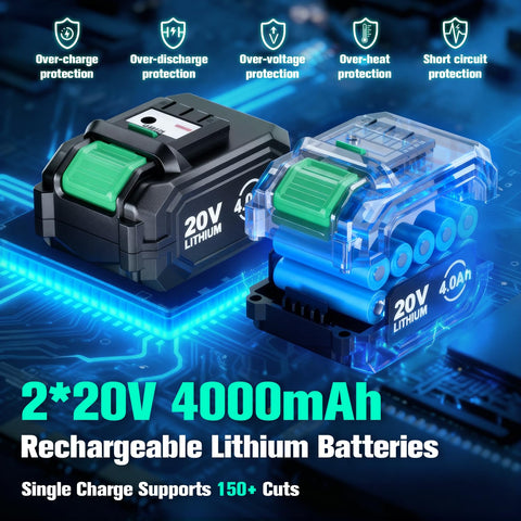 KIMO 800W brushless motor delivers fast cuts on thick limbs