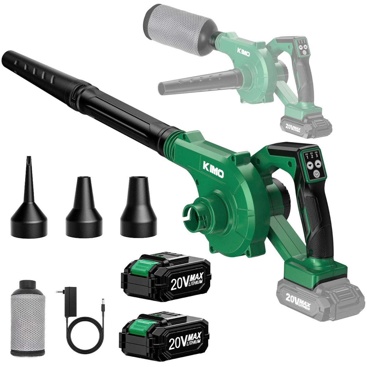 KIMO cordless blower extension tube extends reach for easy yard cleanup