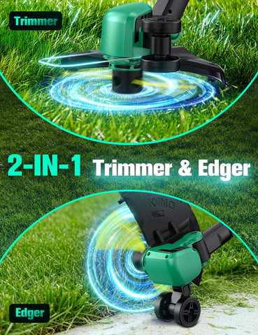Two 2.0Ah batteries extend runtime for large yards with KIMO.