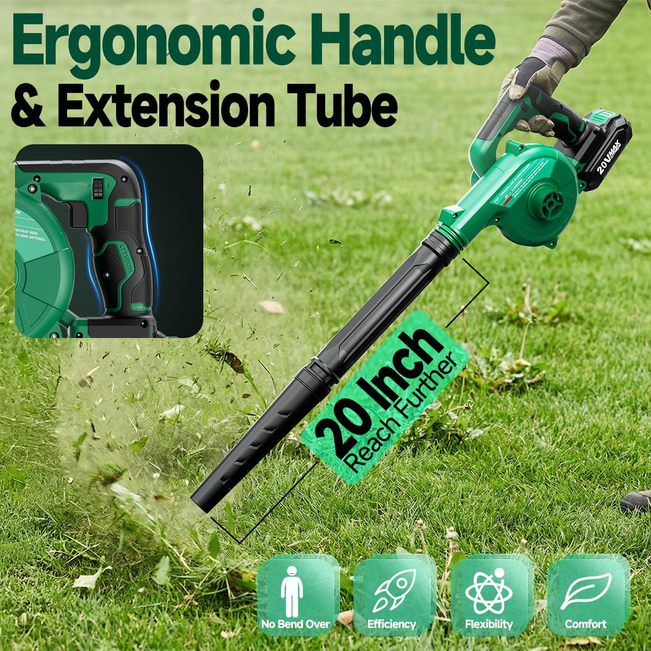 KIMO ergonomic soft grip handle for comfortable control