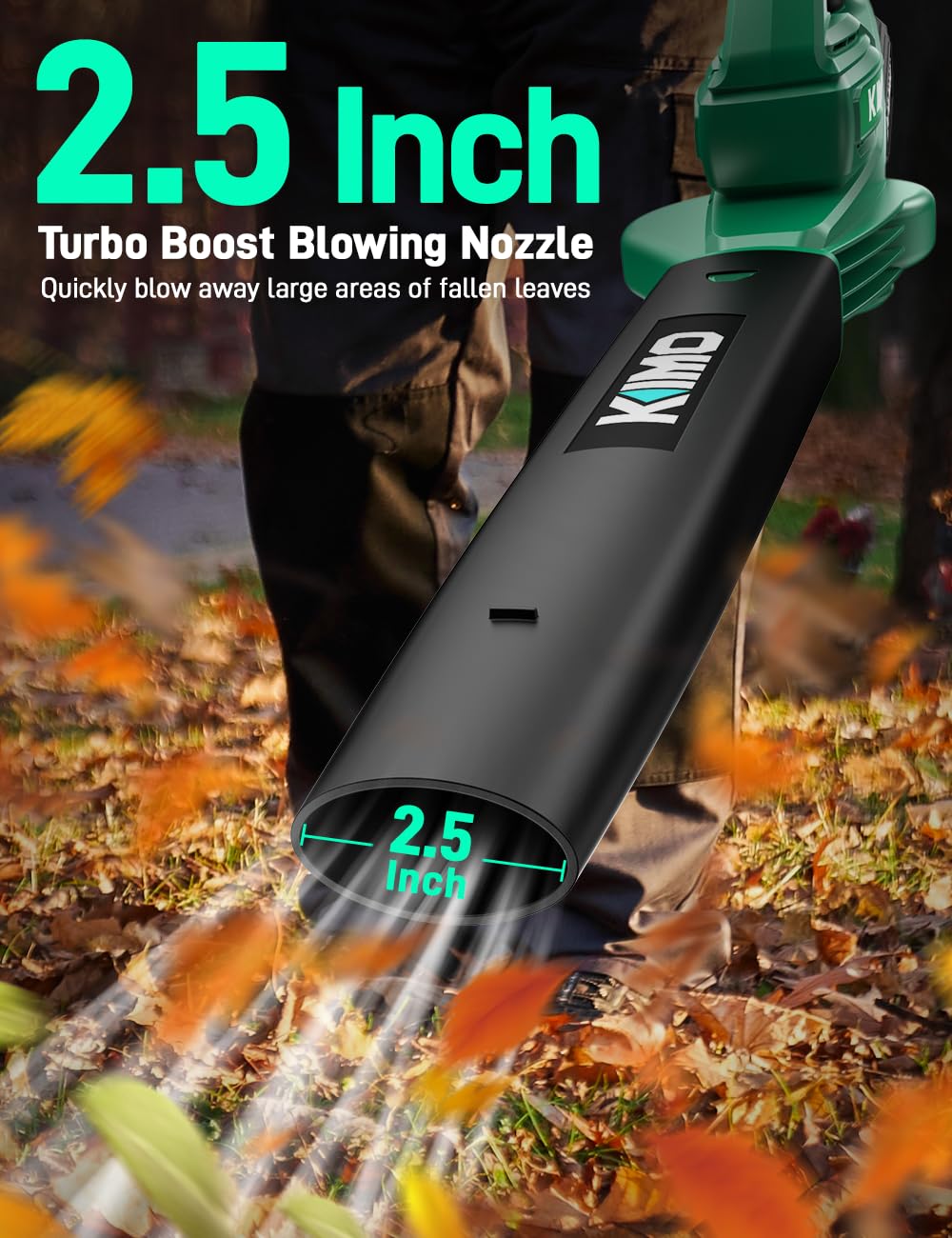 KIMO Leaf Blower 2.5-inch nozzle for wider air reach