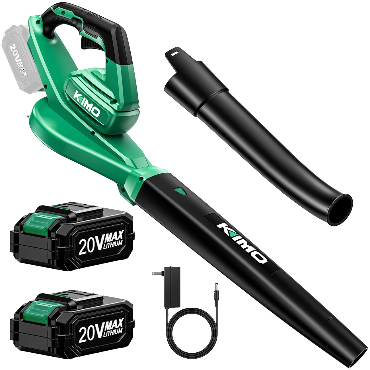 KIMO Leaf Blower cordless battery pack powering outdoor cleanup with mobility