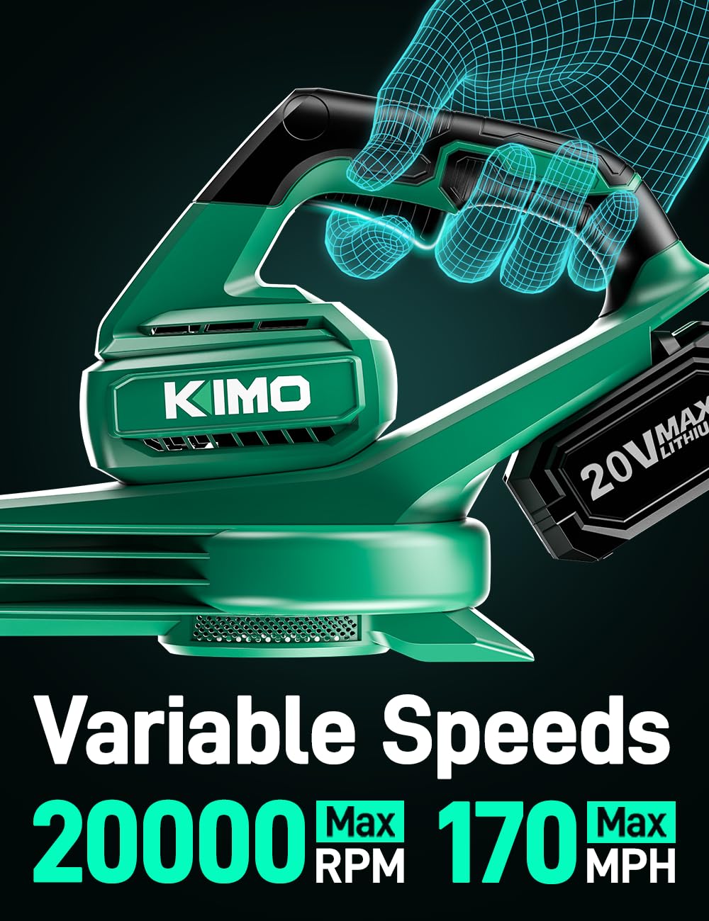 KIMO Leaf Blower extension tube attached for reaching decks and patios