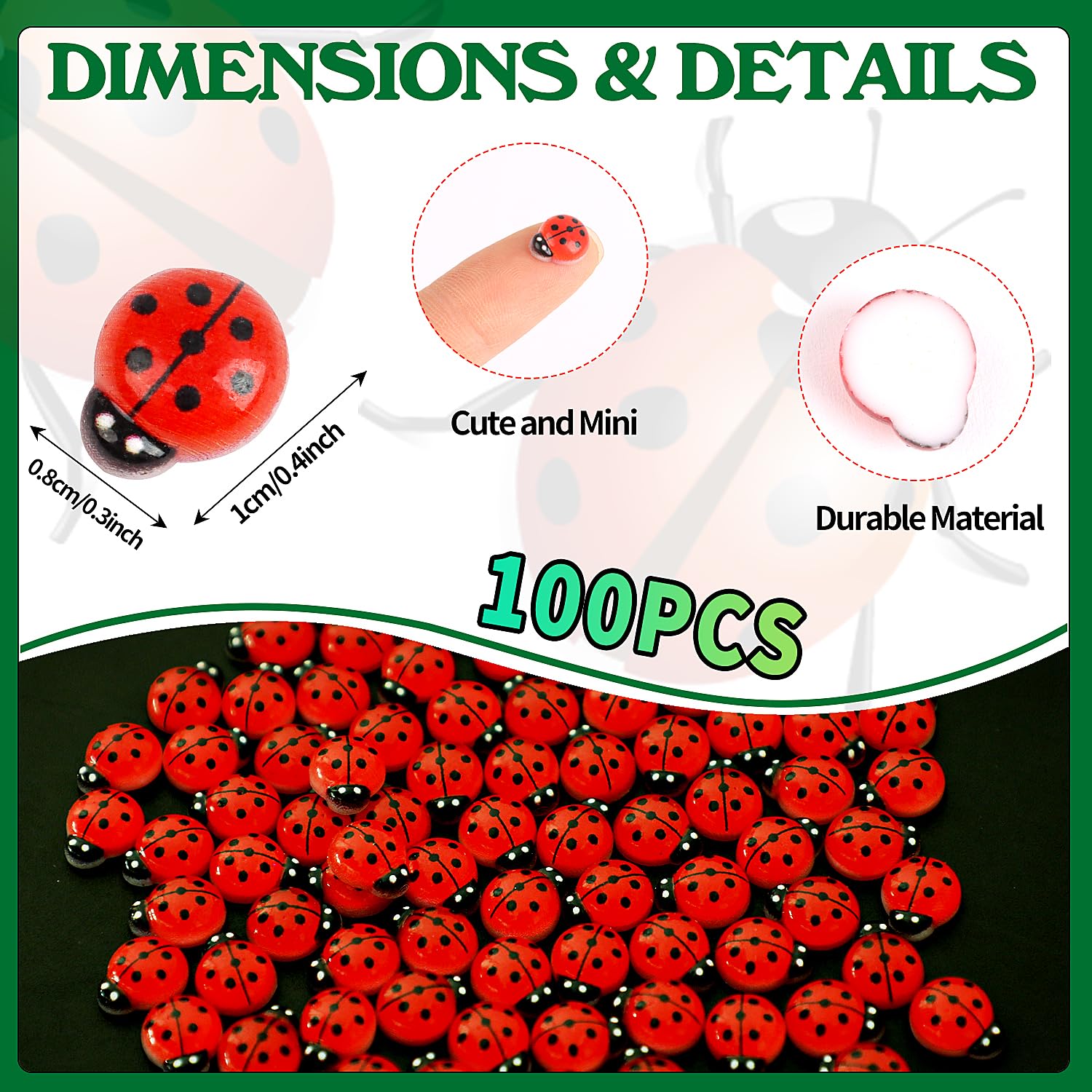 Kimober glow-in-dark ladybug figure ideal for DIY crafts and mini landscapes.