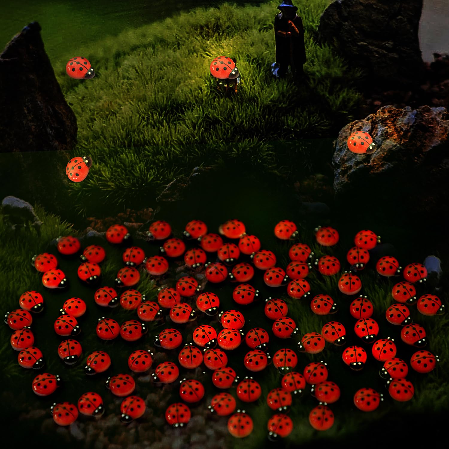 Kimober glow-in-dark ladybug figure bright color that resists fading.