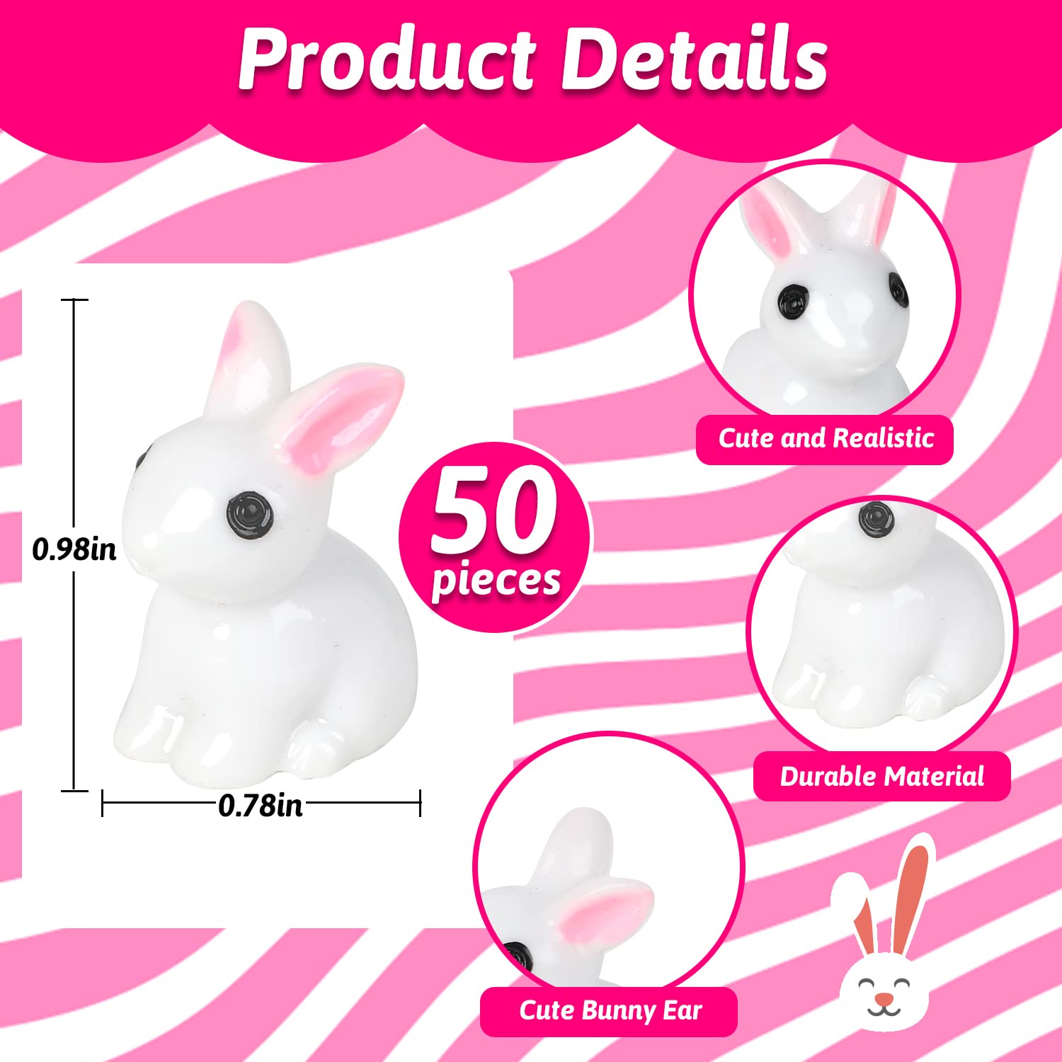 KIMOBER white resin rabbit close-up shows durable, fade-resistant details.