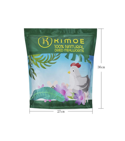 Scooping Kimoe mealworms into poultry feed for protein support.