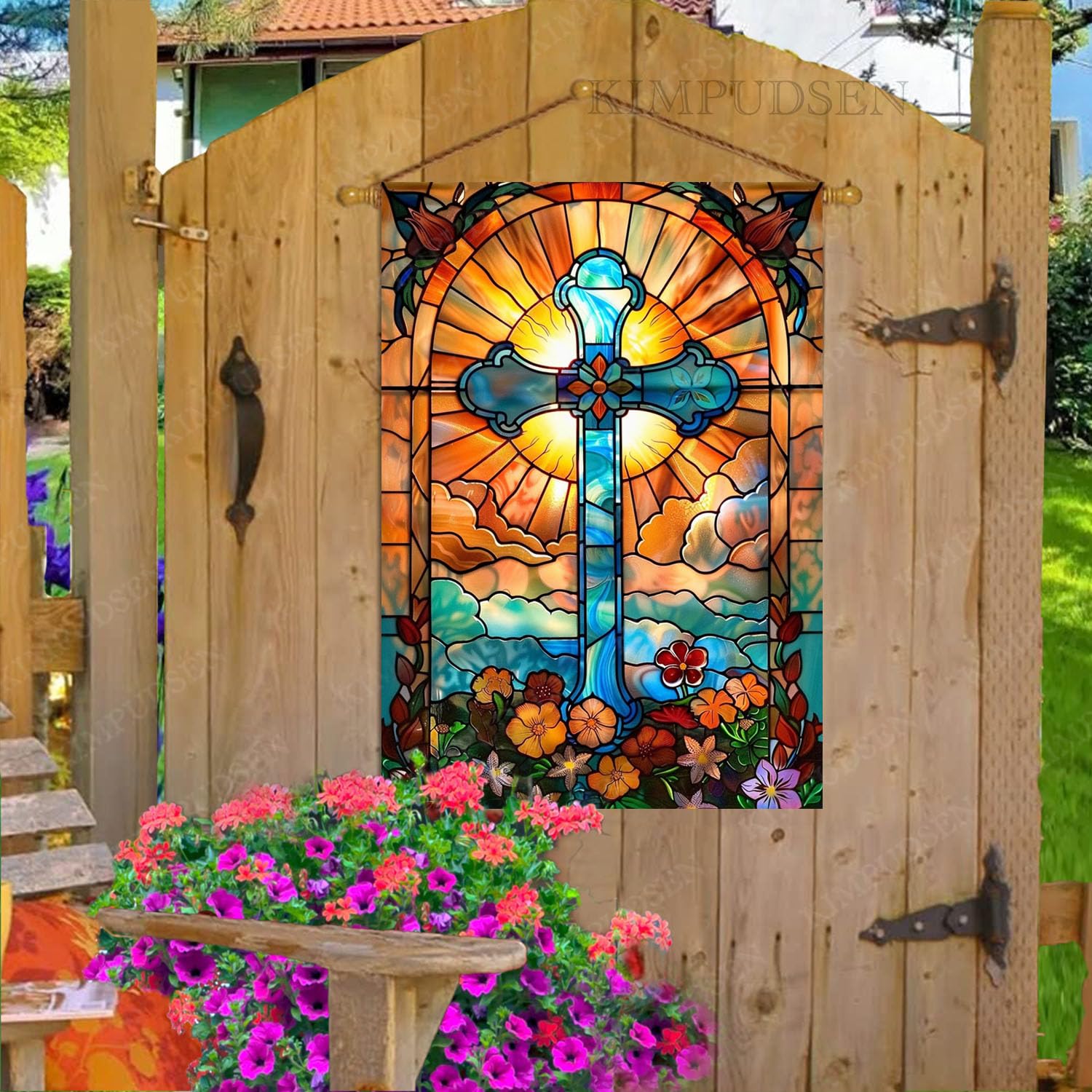 Double-sided print with readable Easter cross design