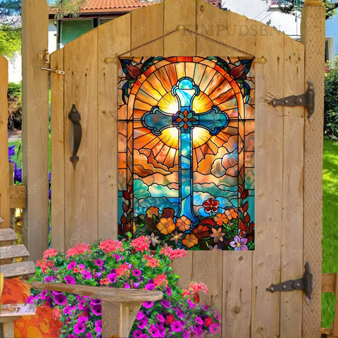 Double-sided print with readable Easter cross design