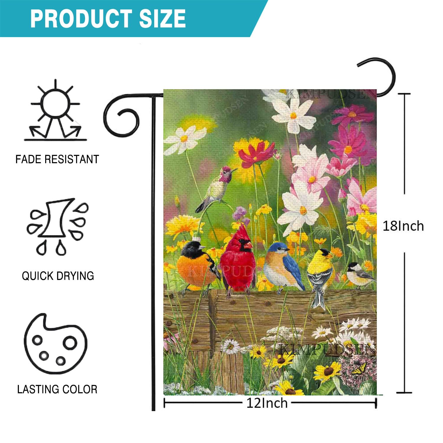 KIMPUDSEN double-sided print flag showing vibrant colors on both sides