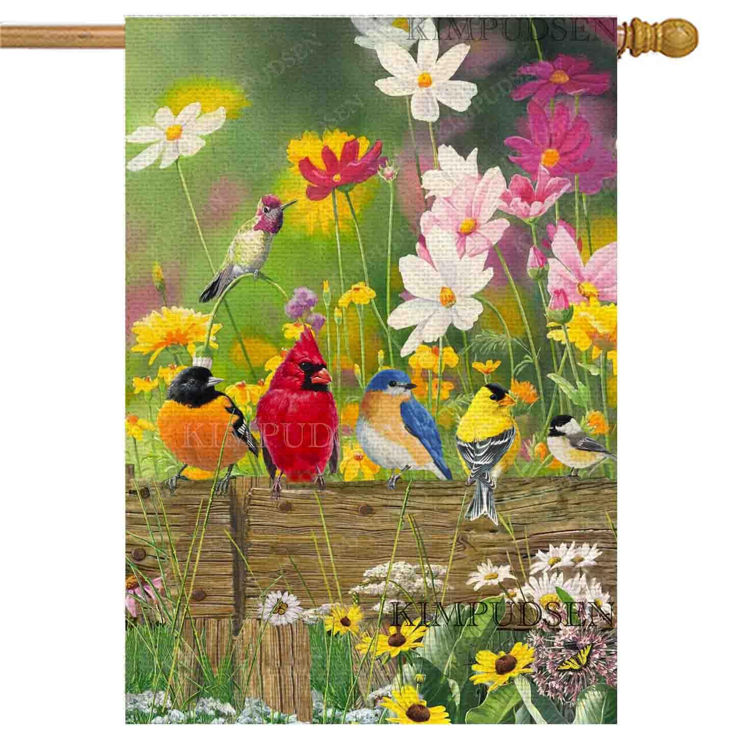 KIMPUDSEN hummingbird spring flag, double-sided for vibrant outdoor display