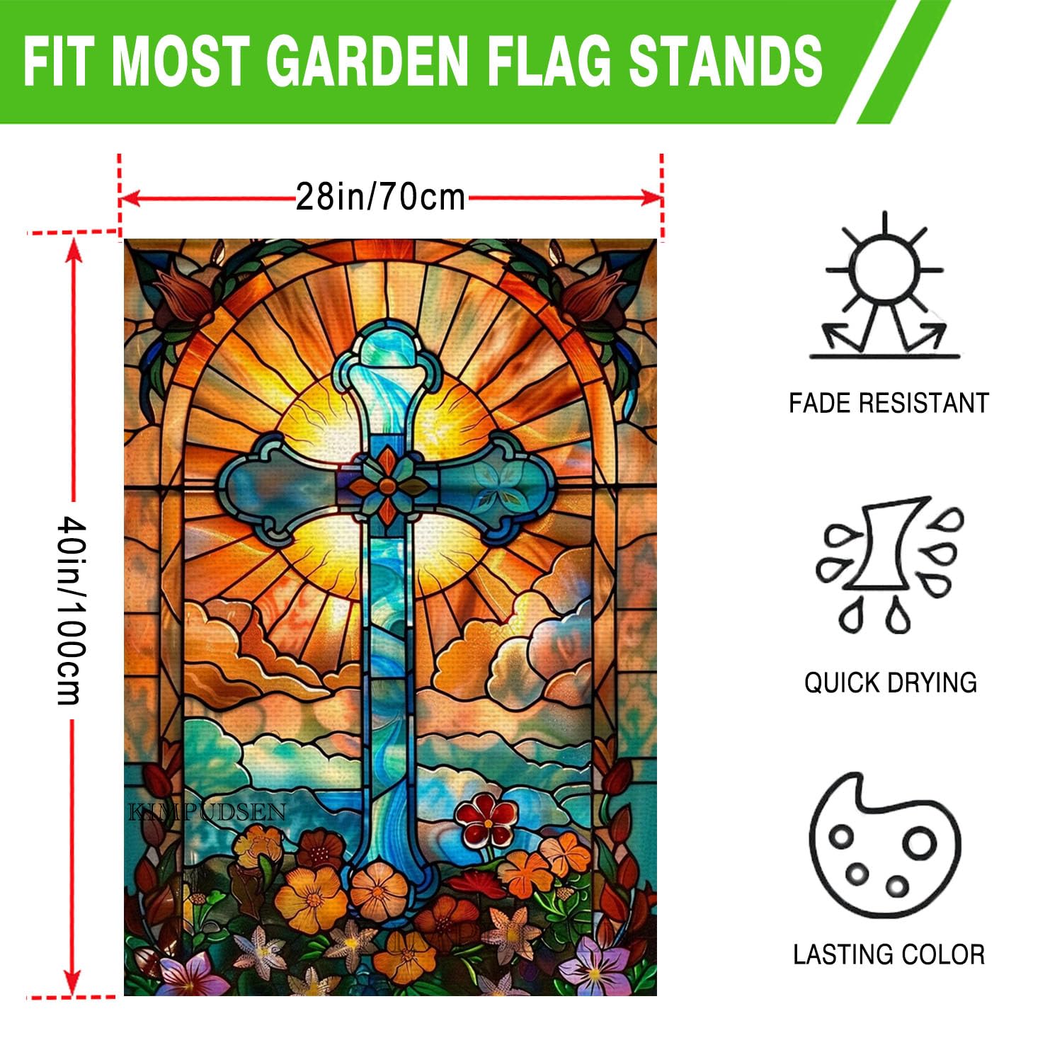 Outdoor spring-summer garden flag enhancing porch or lawn