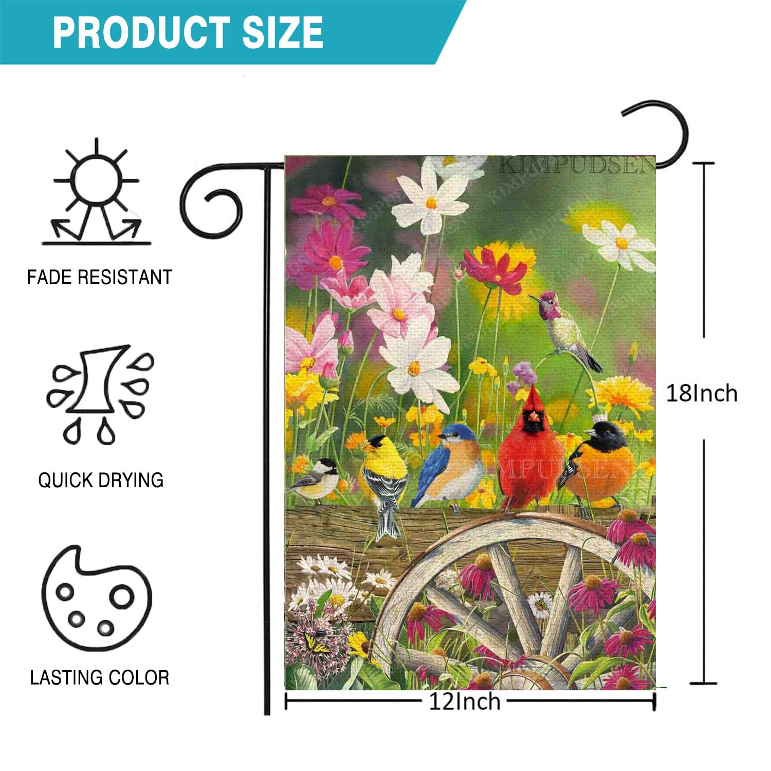 KIMPUDSEN spring-summer yard flag brightens outdoor spaces.
