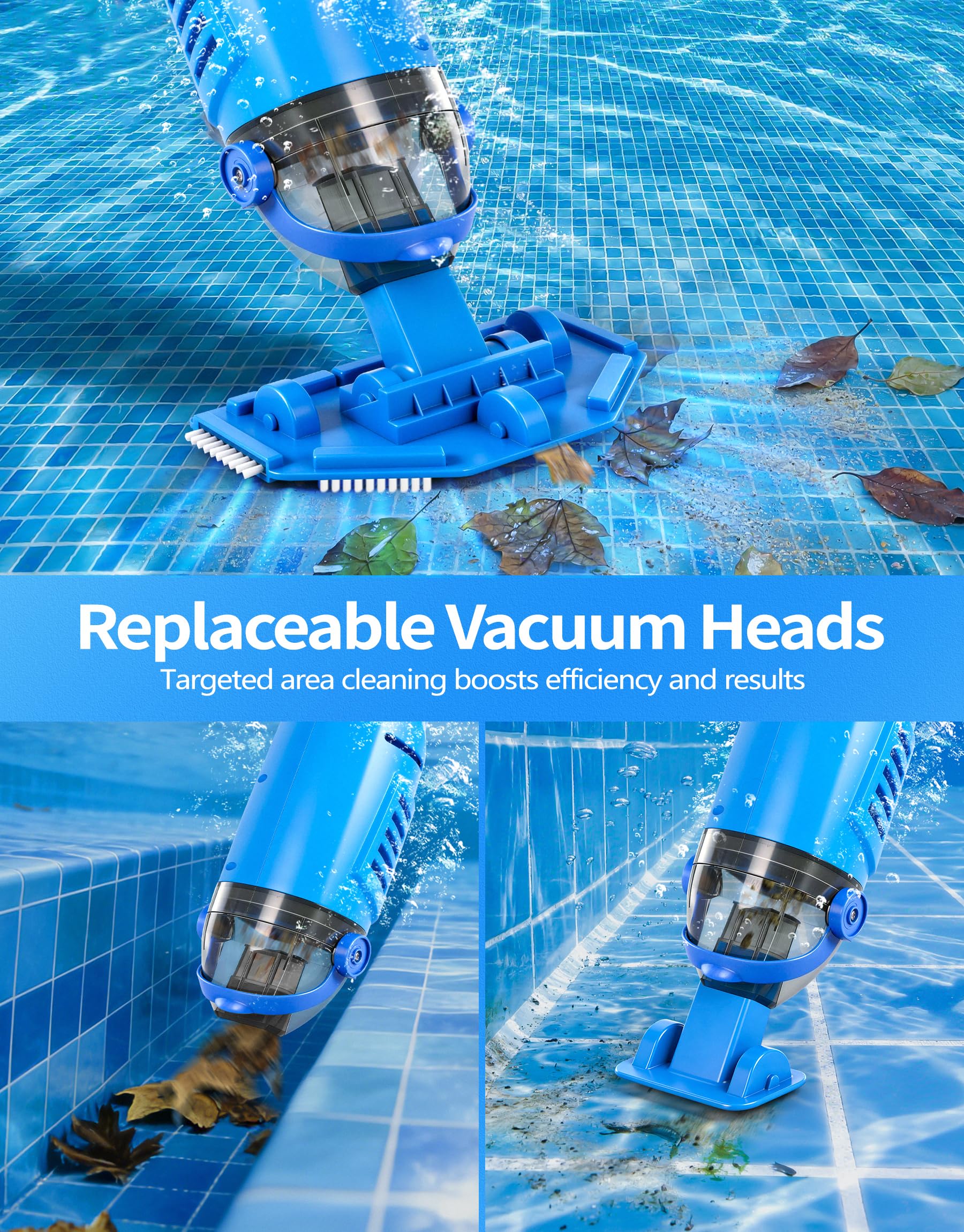 KimPump interchangeable heads clean floors and corners with precision
