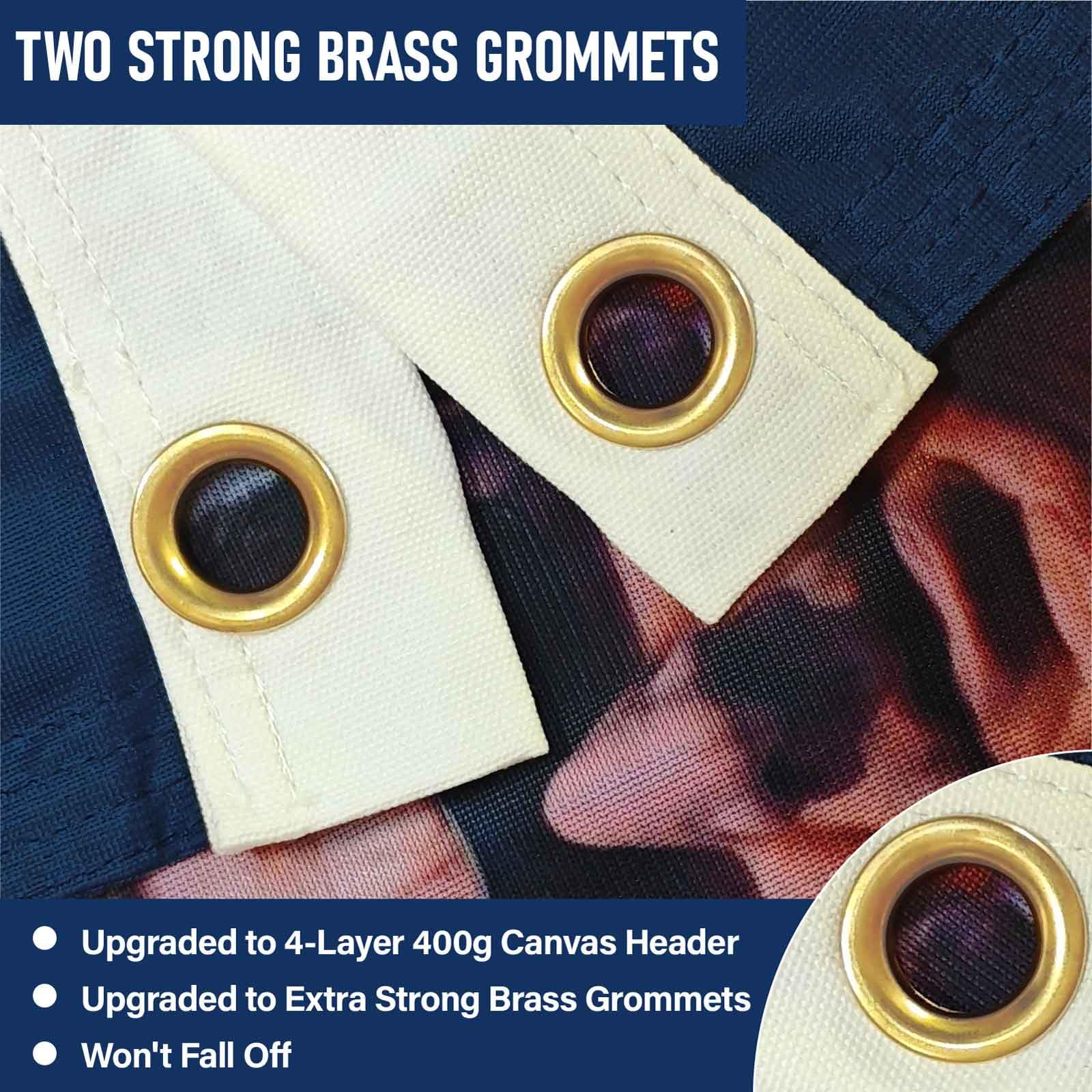 KimSouthD 400g canvas header close-up with reinforced brass grommets for secure mounting.