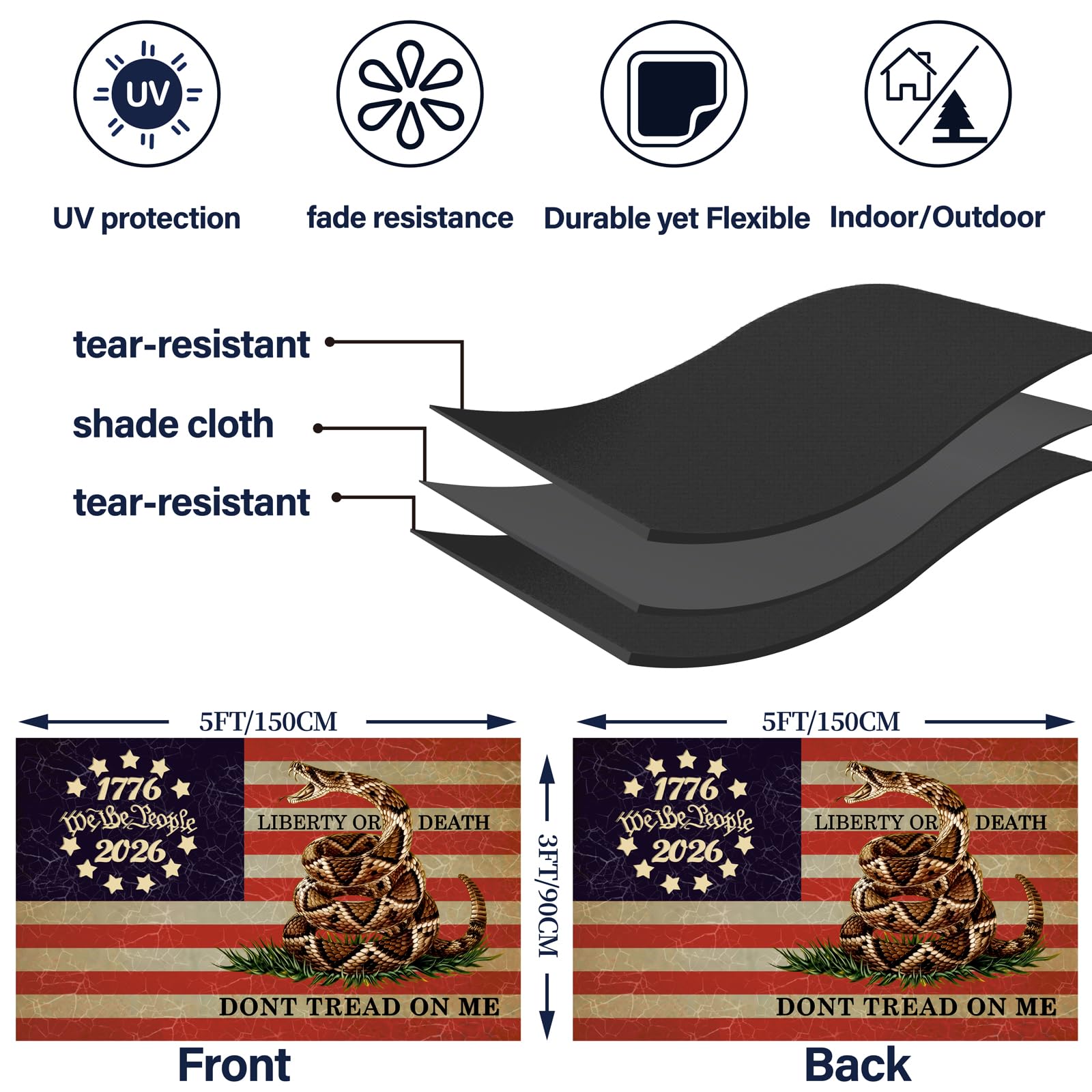 KimSouthD double-sided flag remains readable from both sides with vivid colors.