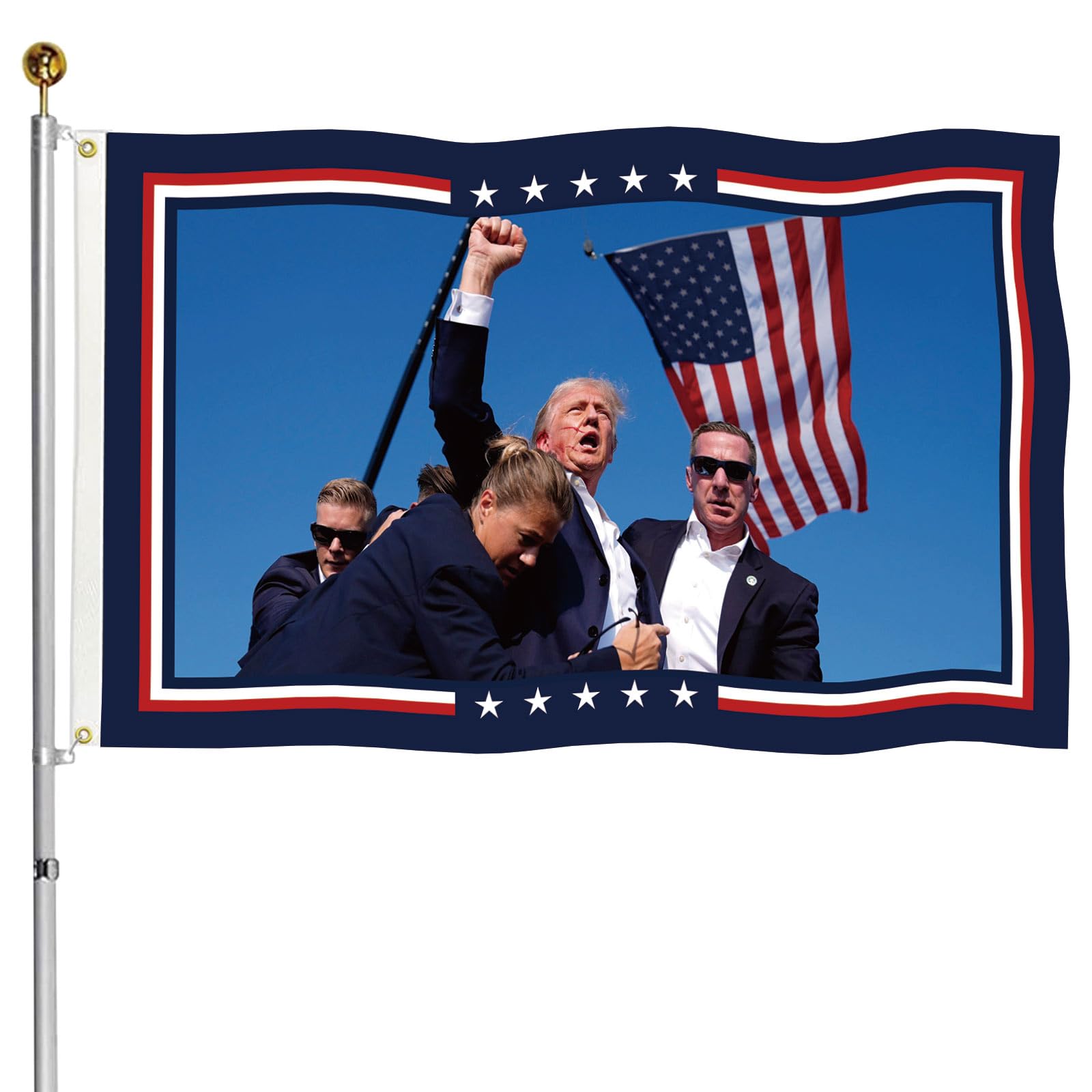KimSouthD heavy-duty 3-ply flag 3x5 front view with double-sided clarity for outdoor use.