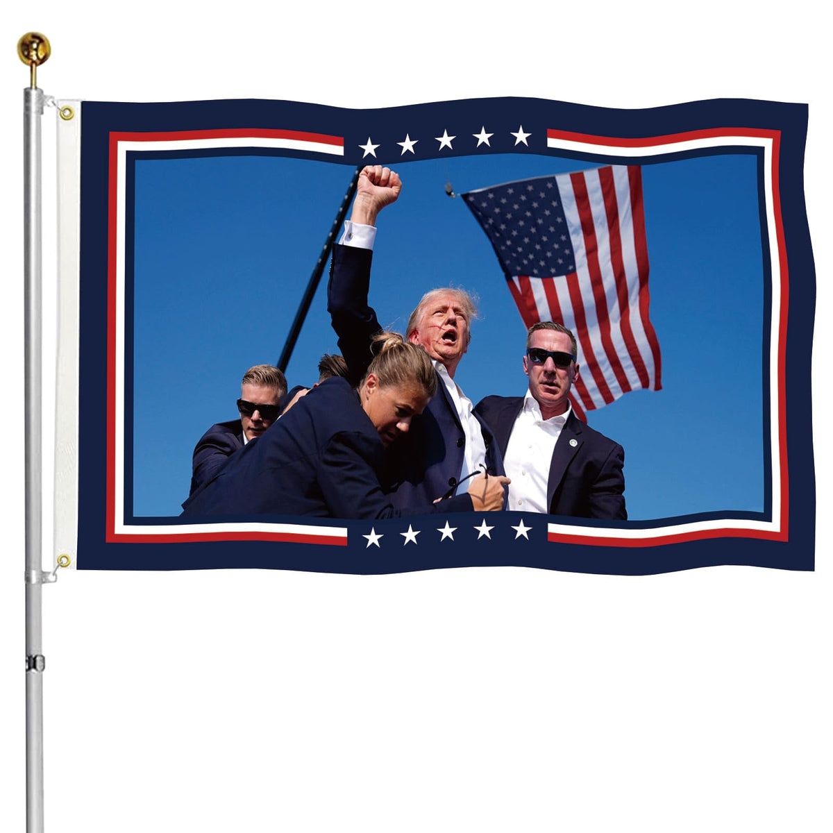 KimSouthD heavy-duty 3-ply flag 3x5 front view with double-sided clarity for outdoor use.