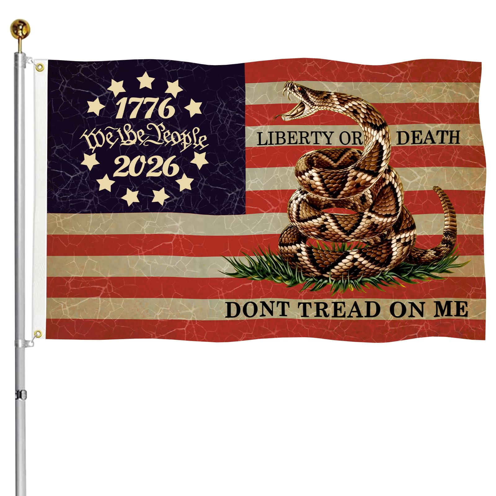 KimSouthD heavy-duty flag 3x5 with Don't Tread on Me design for durable outdoor use.