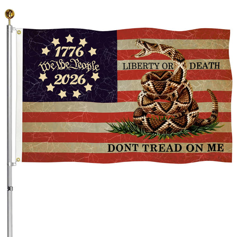 KimSouthD heavy-duty flag 3x5 with Don't Tread on Me design for durable outdoor use.