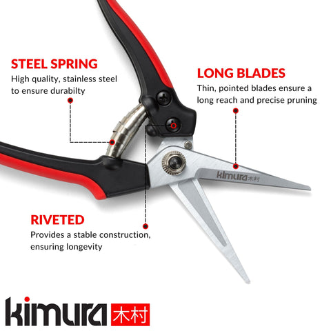 Kimura 8-Inch Pro pruning scissors suitable for left and right-handed users.