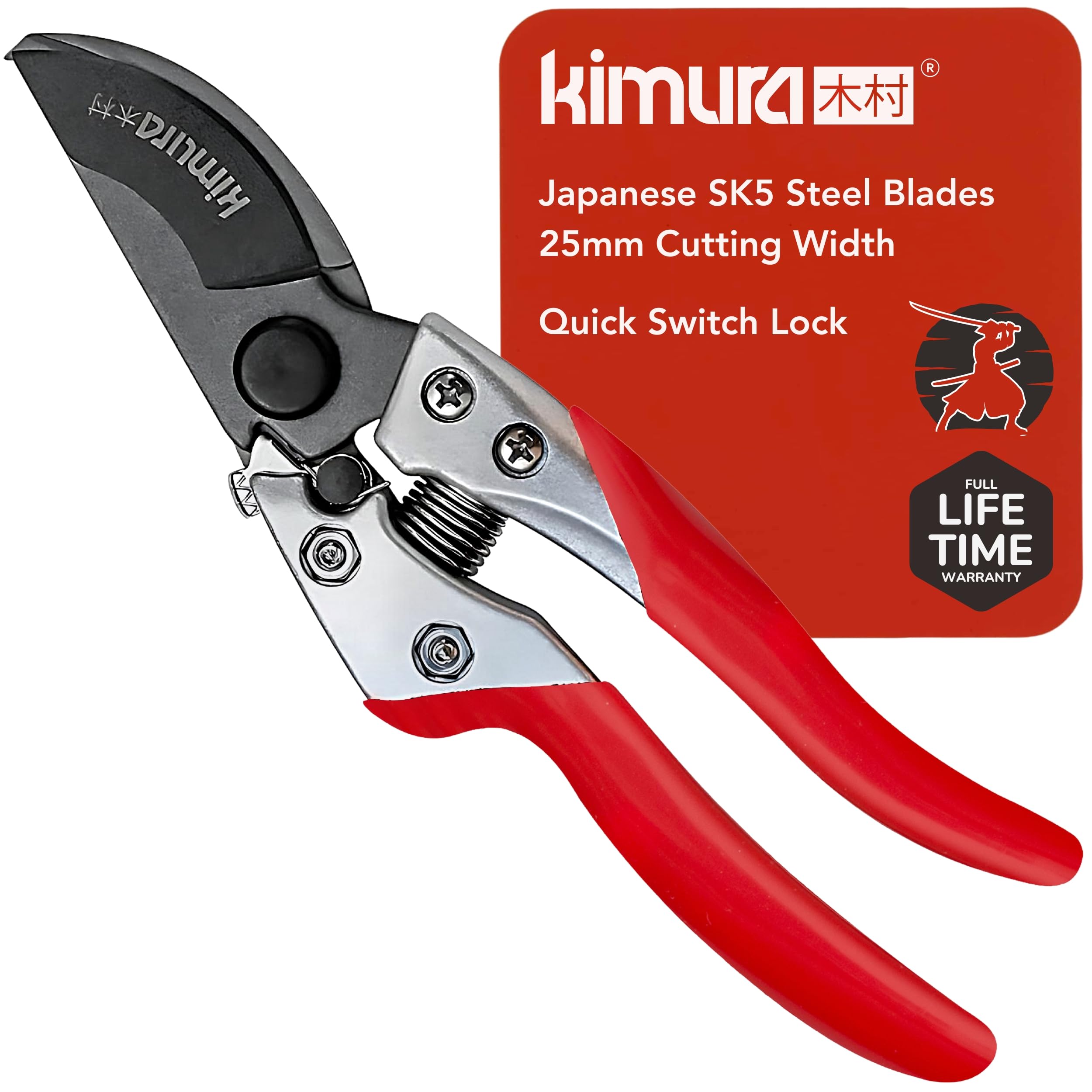 Kimura Pro Bypass Shears blade close-up highlights sharp SK5 steel for precise cuts