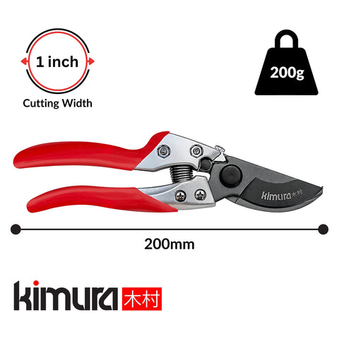 Kimura Pro Bypass Shears cutting action shows 1-inch cut capacity