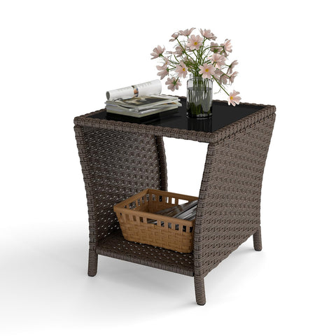 Kinbor compact size 18x18x19-7 table fits small patios without crowding spaces.
