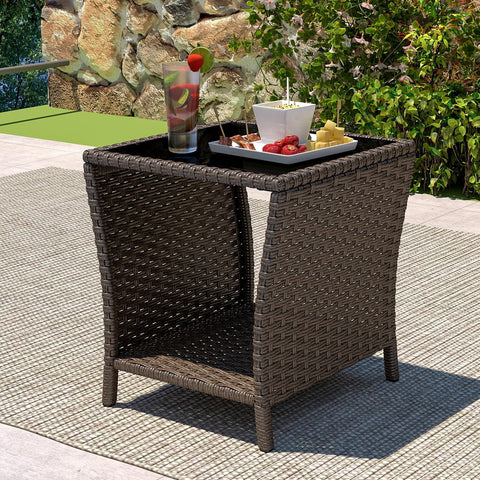 Kinbor wicker table combines timeless style with practical portability.