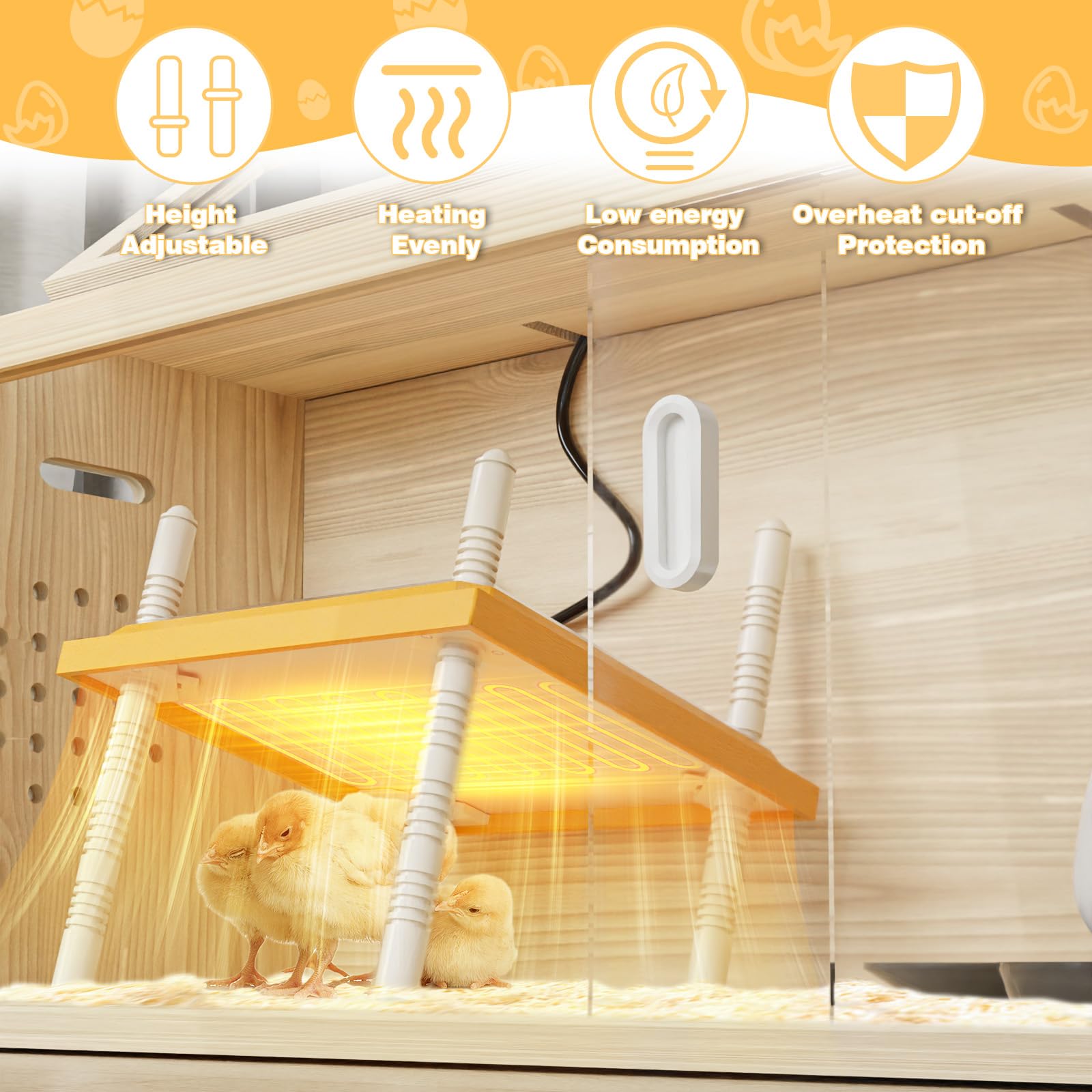 Kinchoix Brooder Box heat plate provides gentle radiant warmth for chicks.