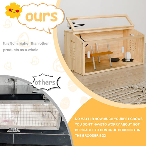 Kinchoix Brooder Box spacious interior offers comfortable space for chicks.