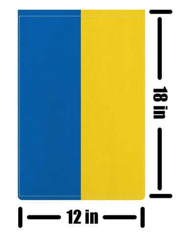 Kind Girl Ukraine flag in garden setting, fade-resistant fabric for vibrant outdoors.