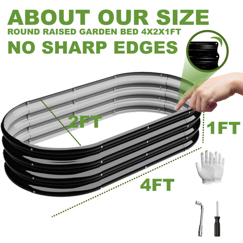 Kinddeer black oval bed ideal for vegetables and flowers.