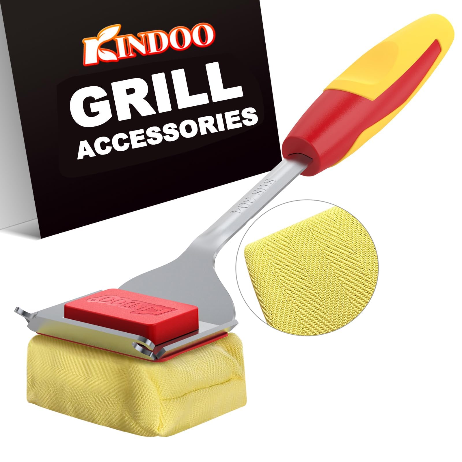 Kindoo bristle-free grill brush uses steam to melt grease for easier cleaning.