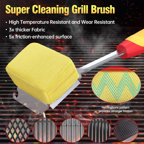 Kindoo extended handle keeps hands safe from heat during cleaning.