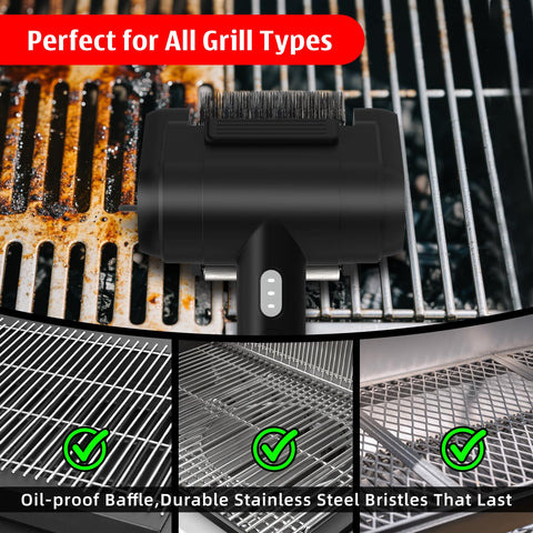 Kindoo grill brush for heavy-duty cleaning on charred grime and grease